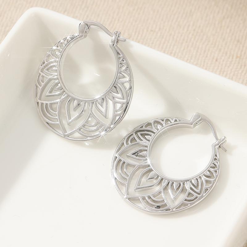 Elegant Minimalist Textured Silvery Plated Hoop Earrings for Women's  Handmade Unique Jewelry Accessories Festival Gifts