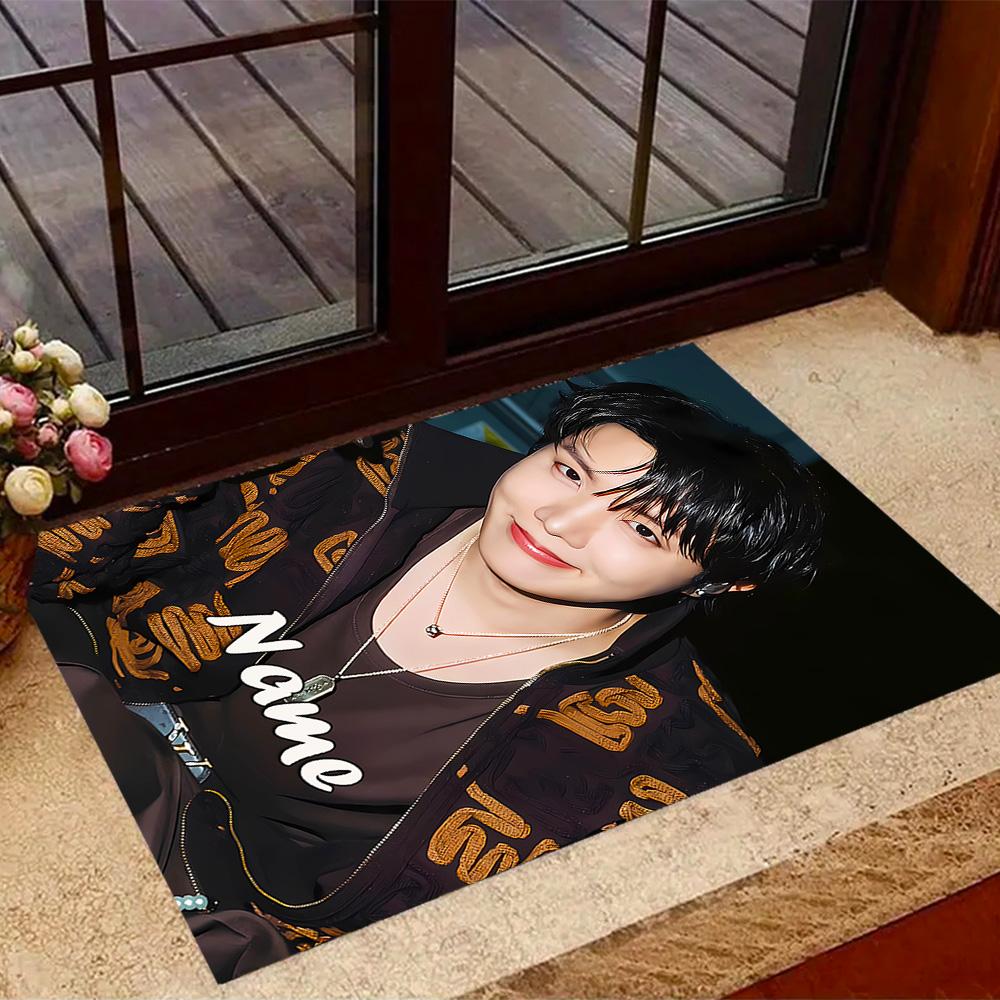 Bold Unique Style Customizable Name Carpet Design for Entryway Kitchen Foyer Decorate room Anti-slip Rug Anime Office Decor Best for Christmas