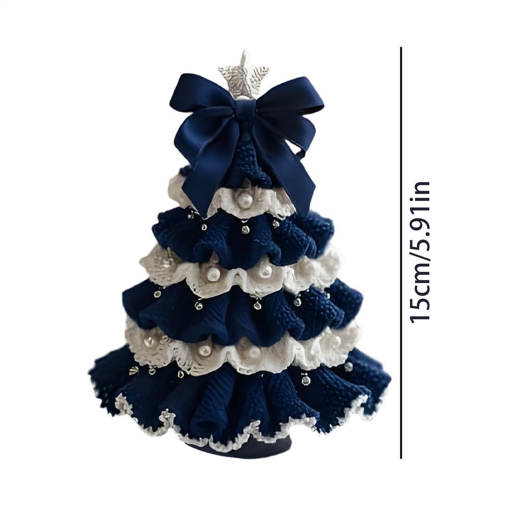 DIY Crochet Christmas Tree Set Handmade Festival Decoration Tree Shaped Bow Pearl Decoration Christmas Party Crochet Decoration