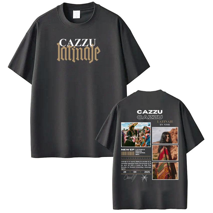 Singer Cazzu Latinaje Album Retro Print T Shirt Men Women Fashion Tshirt Shortsleeved Cotton Harajuku Casual Tshirts Fan Gift