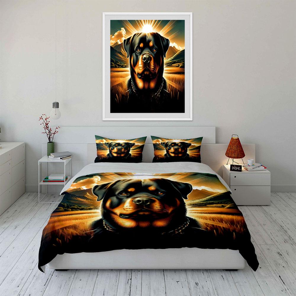 Rottweiler Dog and Landscape. Bedding Sets Duvet Cover Sets Duvet Covers Pillowcases(1 * Duvet Cover 2 * Pillowcases Without Duvet Insert)