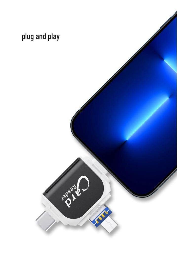 Four-in-One Multi-Function Card Reader for Apple & Android Phones: TF & SD Compatible