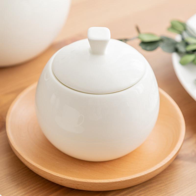 440ml Sugar Bowl With Lid Nordic Style Pure White Round Ceramic Concise Coffeeware Coffee Accessories Sugar Jar Dropshipping
