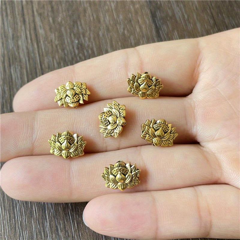 50pcs Lotus Piercing Beads Attachment Jewellery Making Alloy Fittings for Bracelet Necklace Decorative Beads Zinc Alloy Lotus.