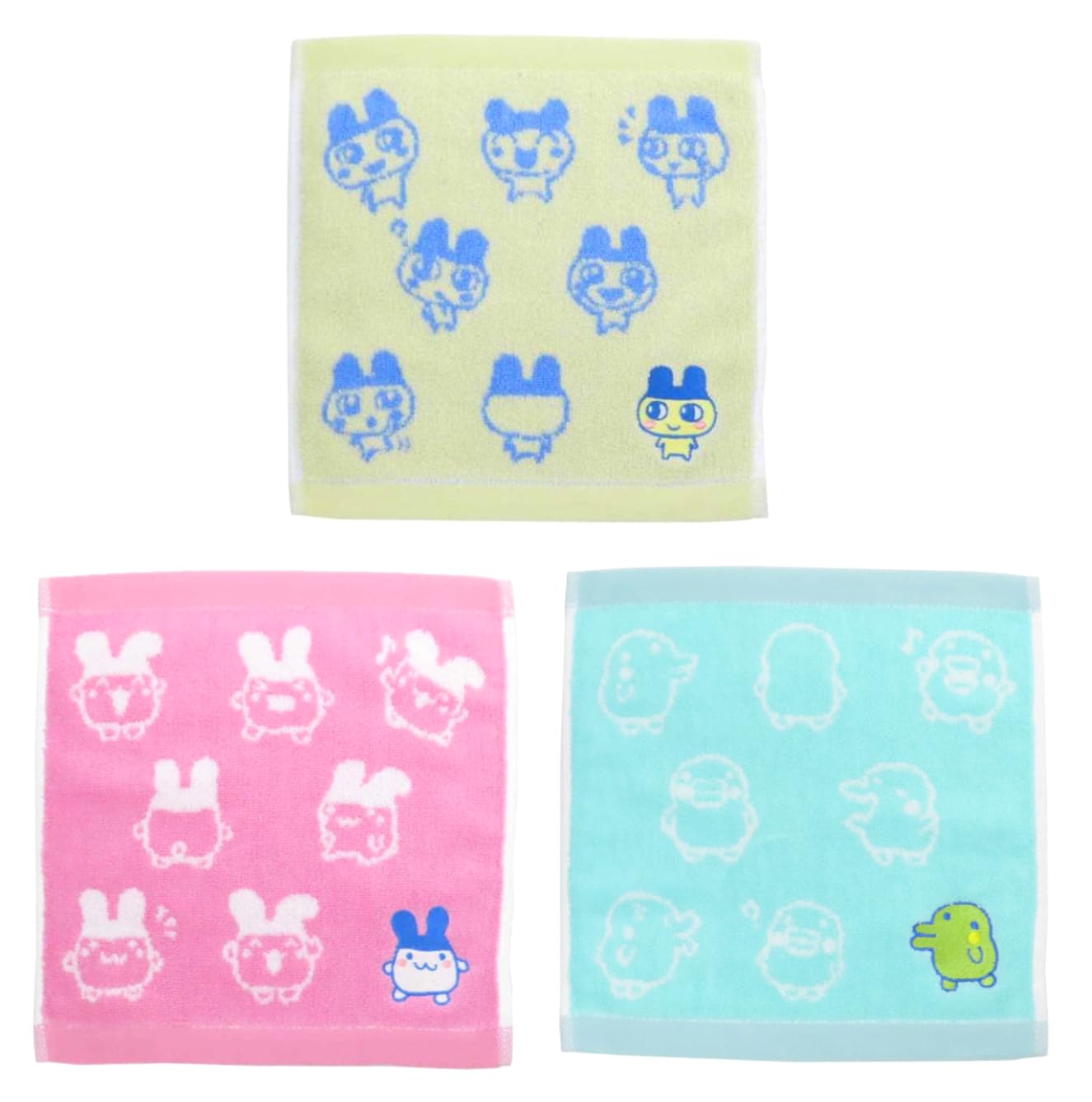 

Набор носовых платков Тамагочи Мамеччи Мимиччи Кучипатчи Синий Kamio Япония 3 узора (Жаккард Желтый, Розовый, Зеленый)