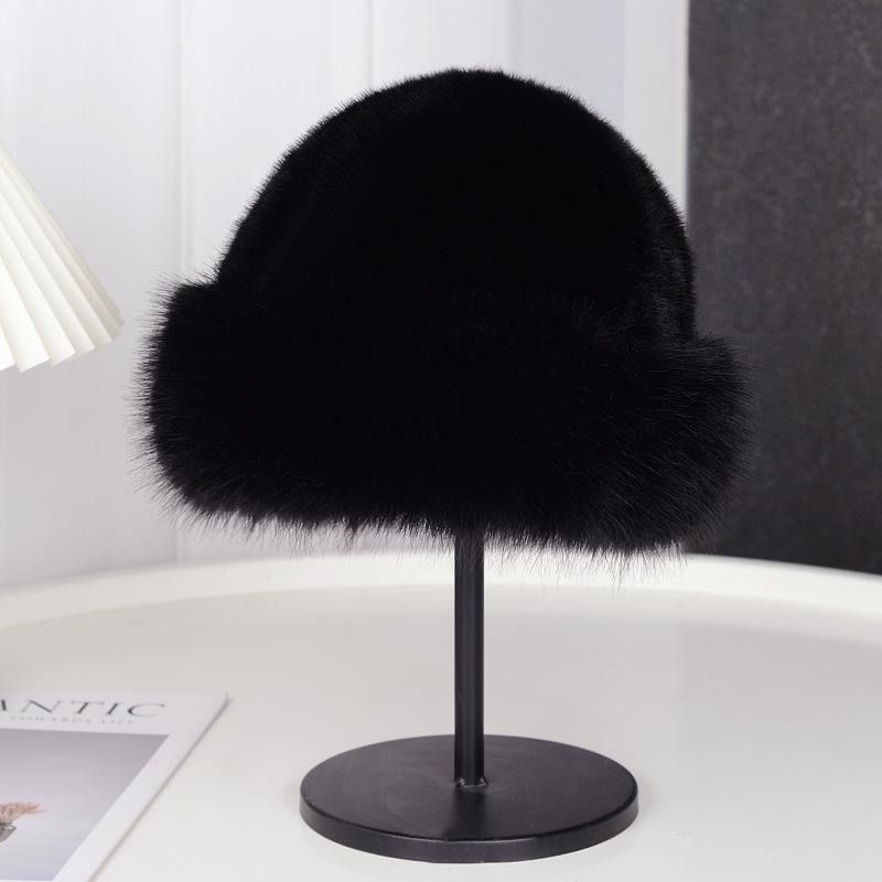 Women’s Winter Faux Mink Fur Fisherman Hat - Warm, Thick, Cold-Proof Mongolian Wool Hat