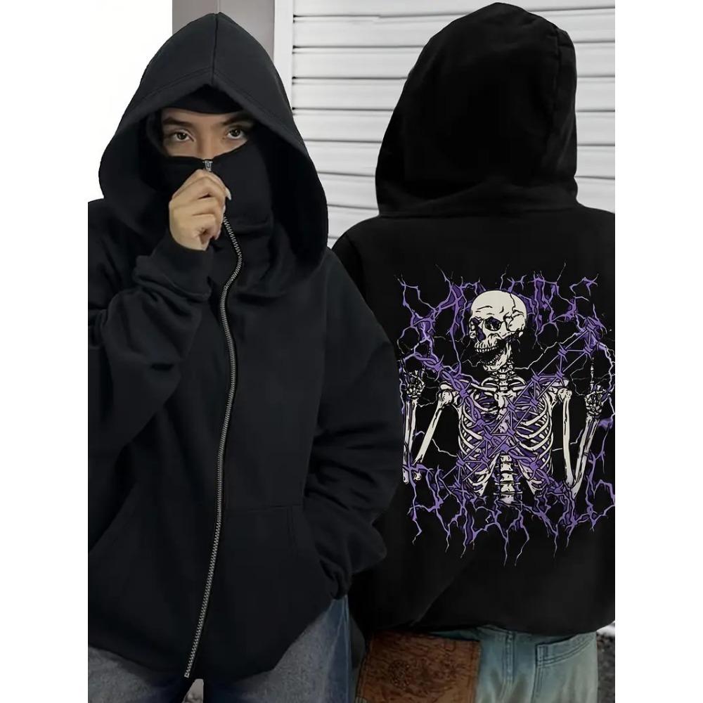 Shanglian Zippered Sweatshirt Hoodie Coat Unisex Spring Autumn Winter Fleece Double Hat Sweatshirt for Men