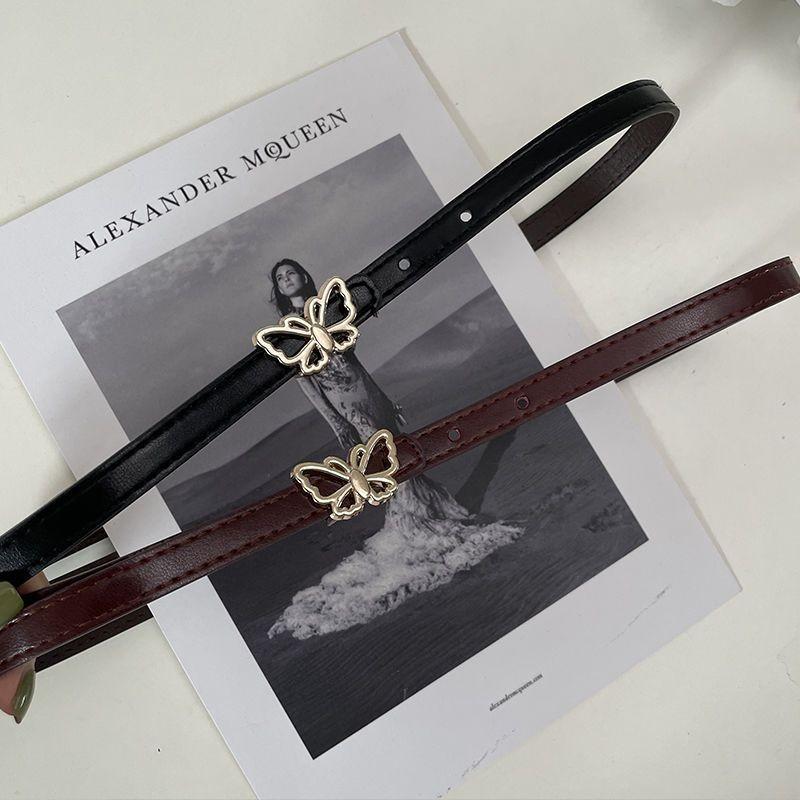 Womens Slim Stylish Waist Belt For Summer Outfits With Smooth Buckle In Black Burgundy And