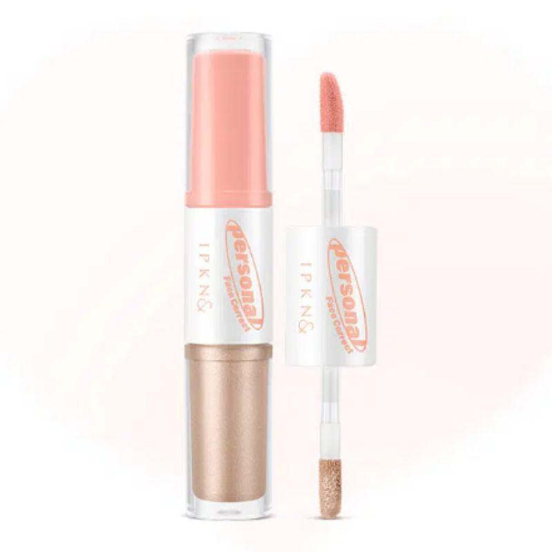 IPKN Personal Tone Cheek Lighter Duo Warm Lighter Glow Blusher  Highlighter Compact 5.8g K-Beauty Radiant Makeup
