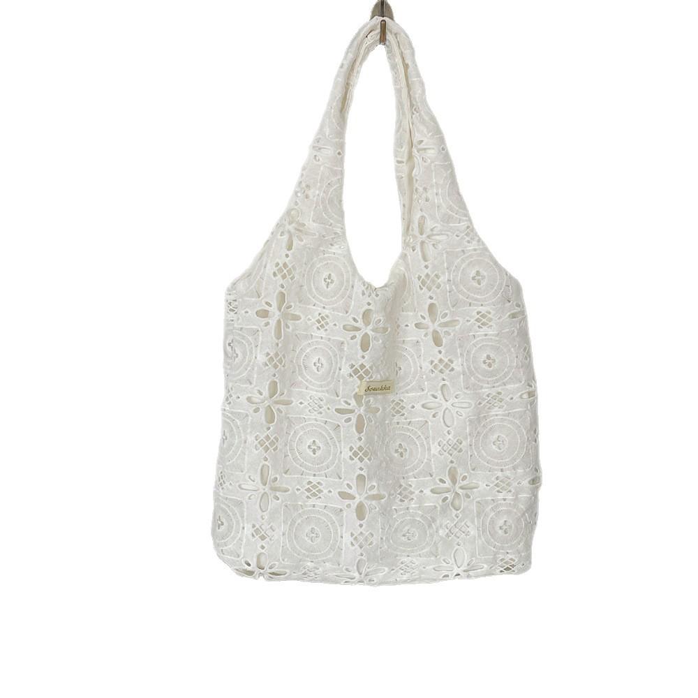5 Embroidered Lace Summer Gentle Fairy Shoulder Bag Pastoral Large Capacity Commuter Tote Bag Vest Bag