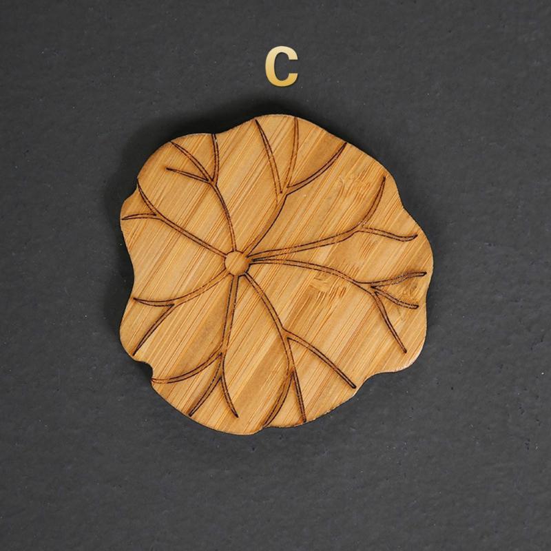 1 Stück Lotosform Getränkeuntersetzer Matte Holz Rund Tasse Tischmatte Tee Kaffee Tasse Platzset Heimdekoration Küchenzubehör