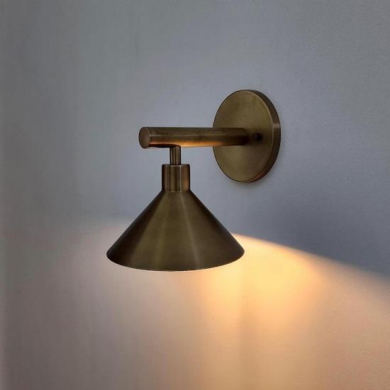 Handcrafted Cone‑Shade Brass Wall Sconce – Modern Minimal Light