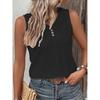 QICED Women's Fashion Casual Solid Color Print Sleeveless V-Neck  Blouses & Shirts