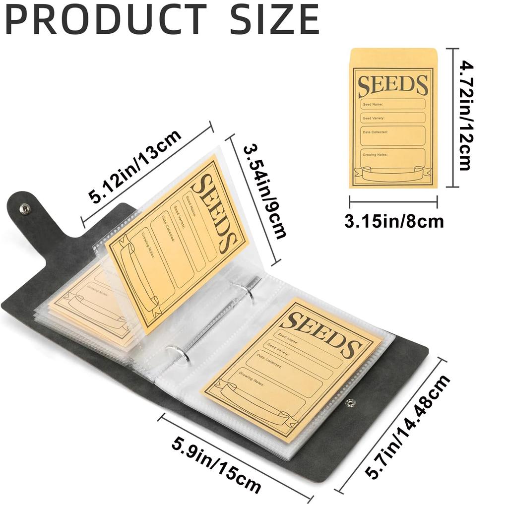 1 Set Förvaringsorganisatörer för trädgårdsfrön, Fröorganisatörspärm med 50 st självförslutande frökuvert, Fröpåseorganisatör, Frö