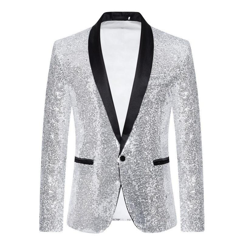 Multi Colors Men's Pearl Plate Suit Sequin Blazer Blue Silver Red Sparkly Glitter Jacket Wedding Party Stage Clothes for Men