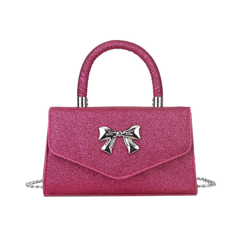 Gentle And Fashionable Bow And Shiny Single Shoulder Chain Bag For Daily Outings