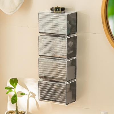 Aufbewahrungsbox, durchsichtige Wand-Aufbewahrungsbox aus Kunststoff, platzsparender Tupfer-Pads, Make-up-Organizer für das Badezimmer zu Hause