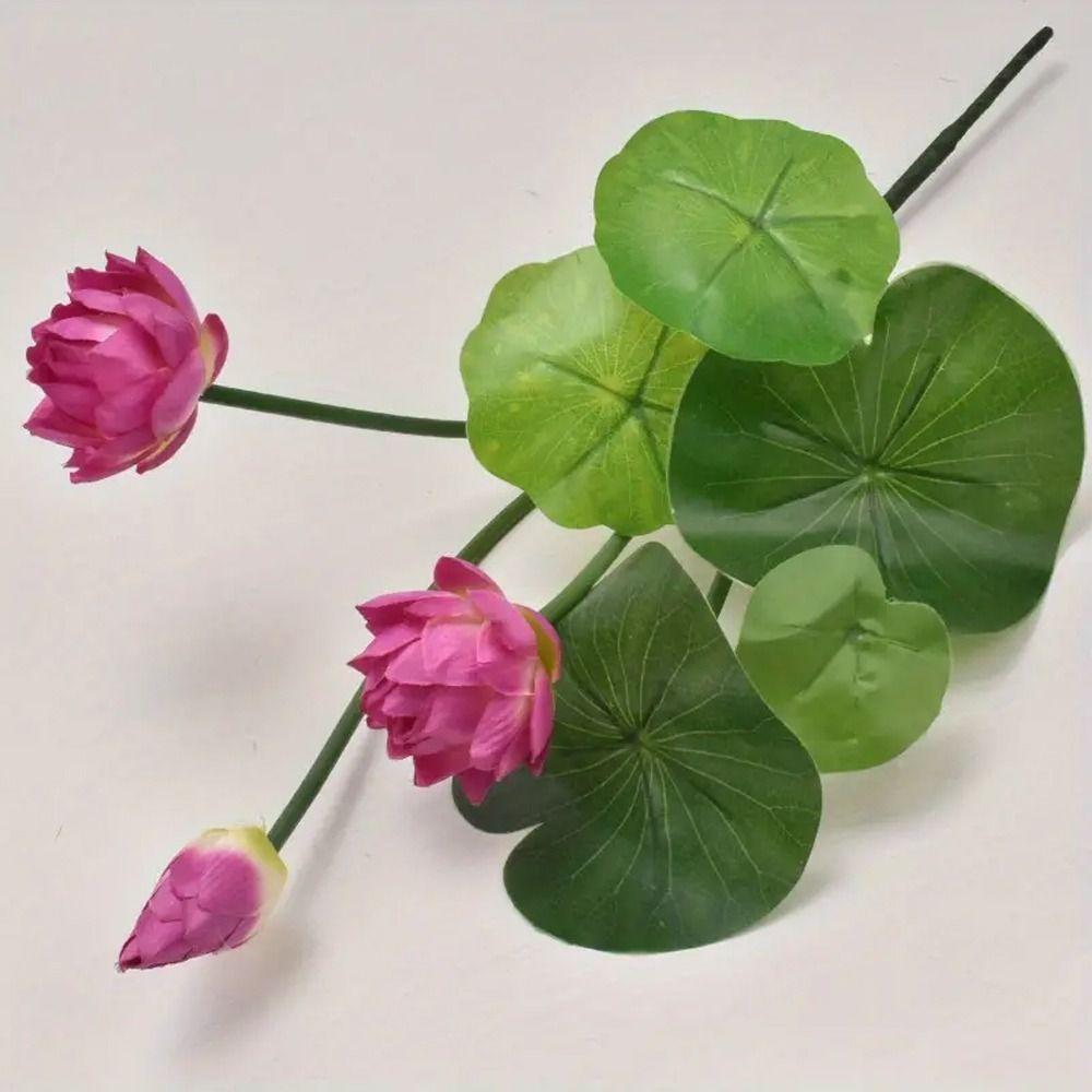 Vivid Simulation Lotus Leaf Pot Plastic Artificial Lotus Flower  Spring Home Office