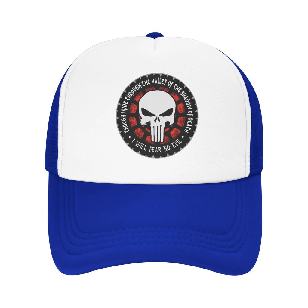 Through The Valley Of The Shadow Of Death Punisher Skeleton Travel Mesh Baseball Caps Men Beach Coquette Hat Hip Hop Trucker Cap