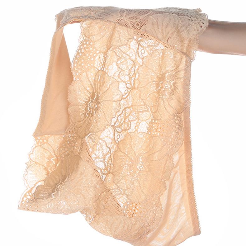 Sexy Lace Rose Briefs Women's Breathable Cotton High-waisted Underwear Hollowed Out Women's Plus Size Plus Size Briefs