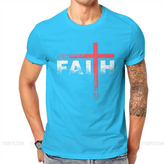 Christian Faith Cross Essential Tričko Vintage Graphic Pánské oblečení Topy Bavlněné tričko s výstřihem
