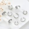 9Pcs/Set Simple Metal Non-Piercing Ear Clip Earrings for Women Shiny CZ Stone Fake Piercing Ear Cuff Daily Wear Party Jewelry