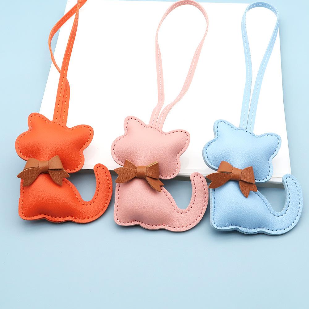 New PU Leather Kitten Bag Pendant Bow Cute Cartoon Animal Kitten Female Bag Pendant Small Gift