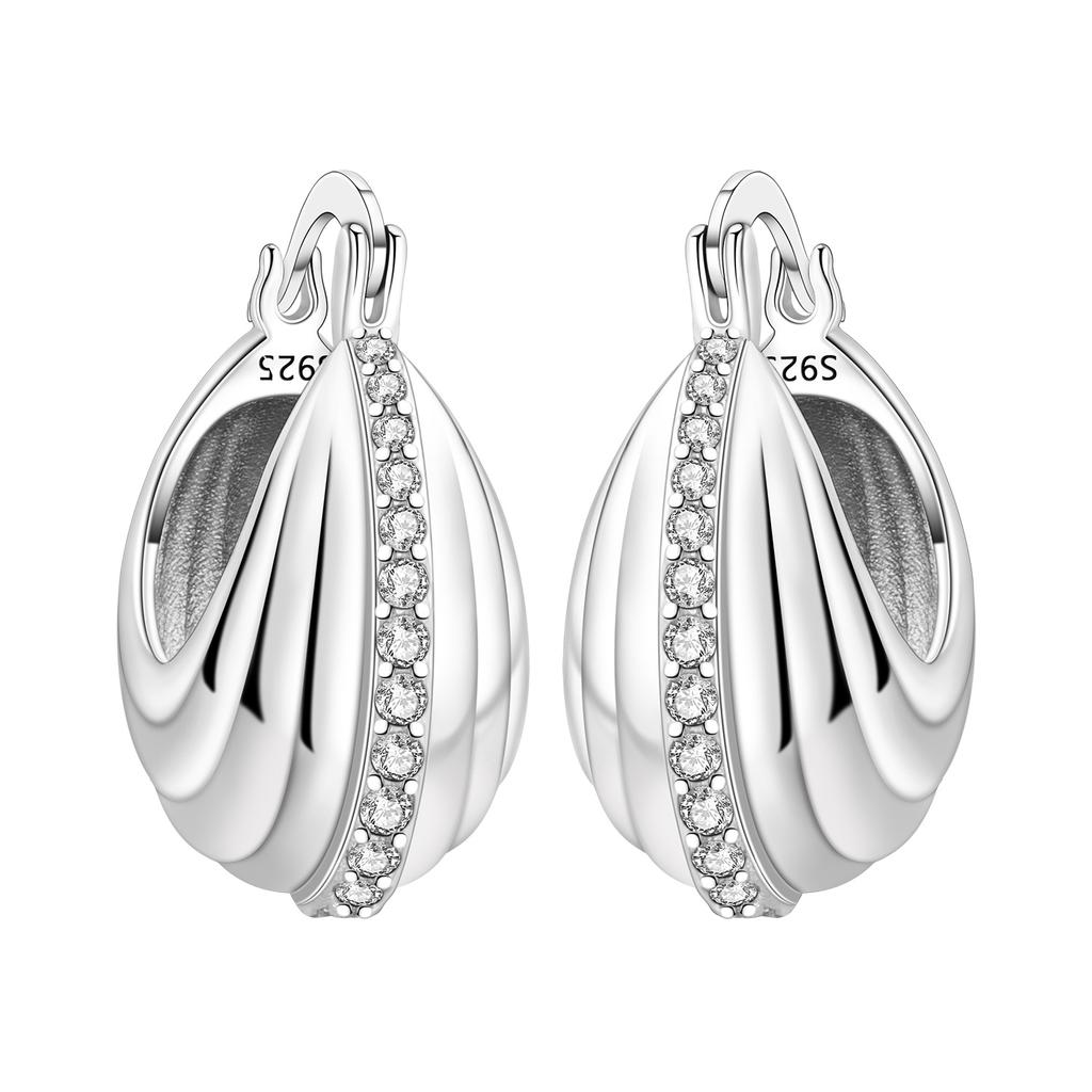 925 Silver Retro Grass Pattern Earrings Jewelry Versatile Hoop Earrings For Women Jewelry Birthday Party Fine Gifts