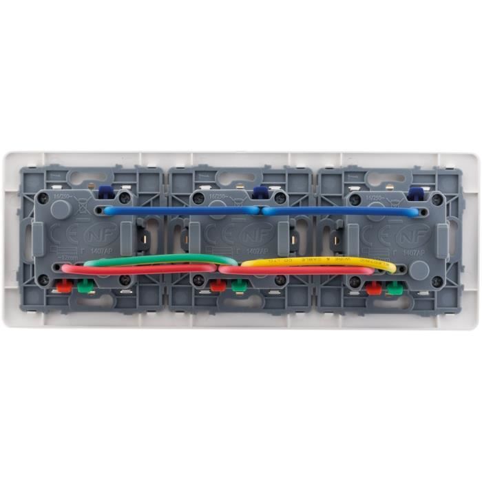 Triple prise affleurante artezo 2p+t + boîte - blanc - zenitech