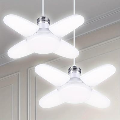 1/2pcs Mini Fan Blade LED Bulbs, 38W LED Garage Light Hight Lumen Bulbs, Ceiling LED Lights With Adjustable Panels, LED Shop Lights, For Garage, Barn