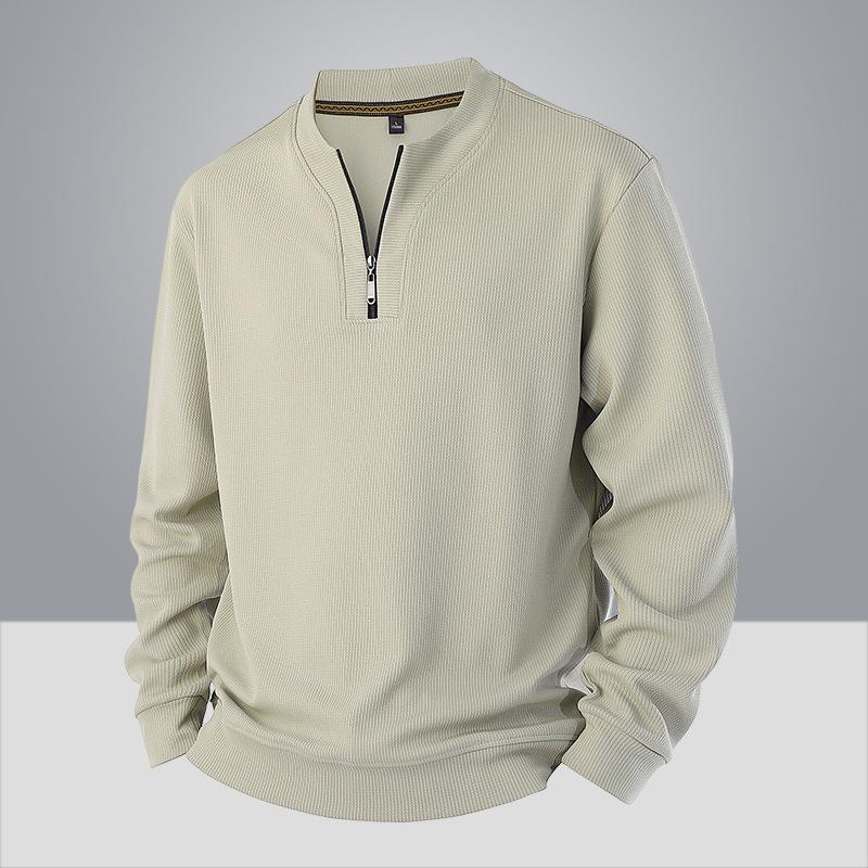 Phoca Largha for Men Heren Grote Maat Half Rits Sweatshirt -Zachte en hoogwaardige stof ronde hals design losse casual sport lange mouw XL beige