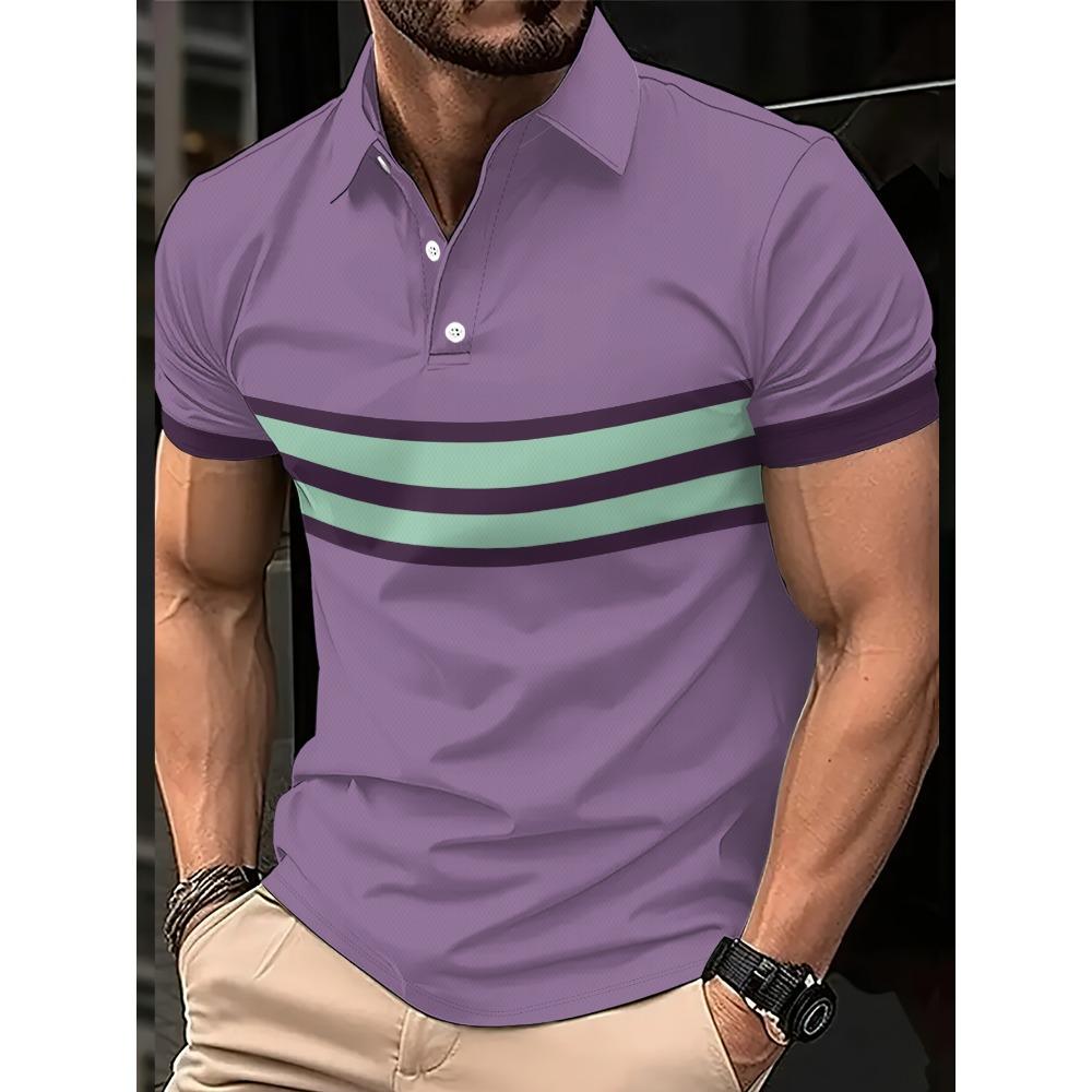 Summer men's striped polo shirt casual outdoor men's clothing