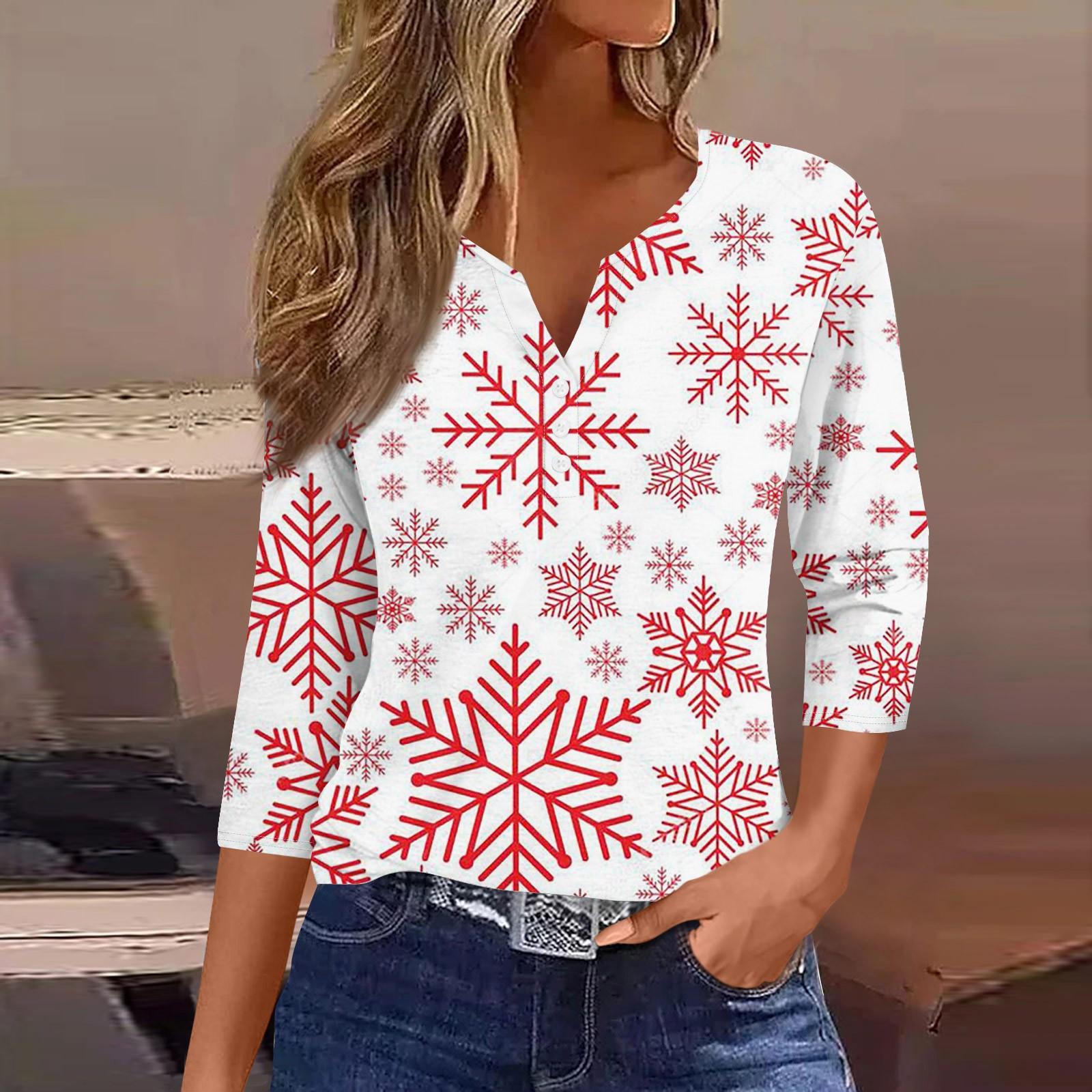 

Жен. Футболка Футболка С принтом Пуговицы Рукав 3/4 Повседневные Выходные Мода Классический Классический V-образный вырез Обычный Верх L белый