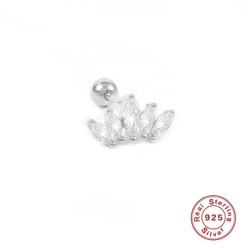S925 Sterlingsilber Einzelne Krone Ohrknorpel Stecker Ohrringe Bestseller Mode Diamant Gewinde Ohrpiercing Damen Ohrringe