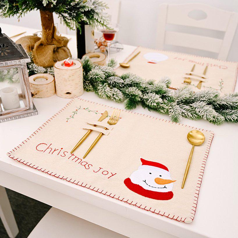 Cartoon Table Mat Tableware Pad For Xmas Rectangle Holiday Kitchen Christmas Decoration