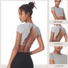 European American Crop Tops: Short Sleeve, Navel-Baring, for Yoga & Running with Pocket & Chest Pads