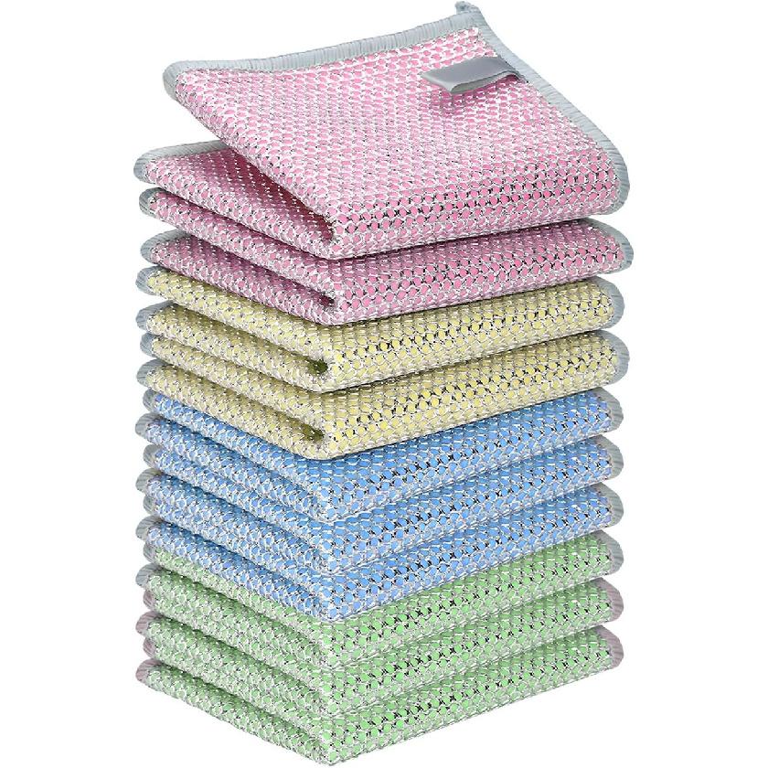10PCS Upgrade Wire Dishwashing Rag, Non-Scratch, Wet and Dry, Double Layer, Multipurpose Wire Dishwashing Rags for Kitchen, Sinks, Cookware, Stove,