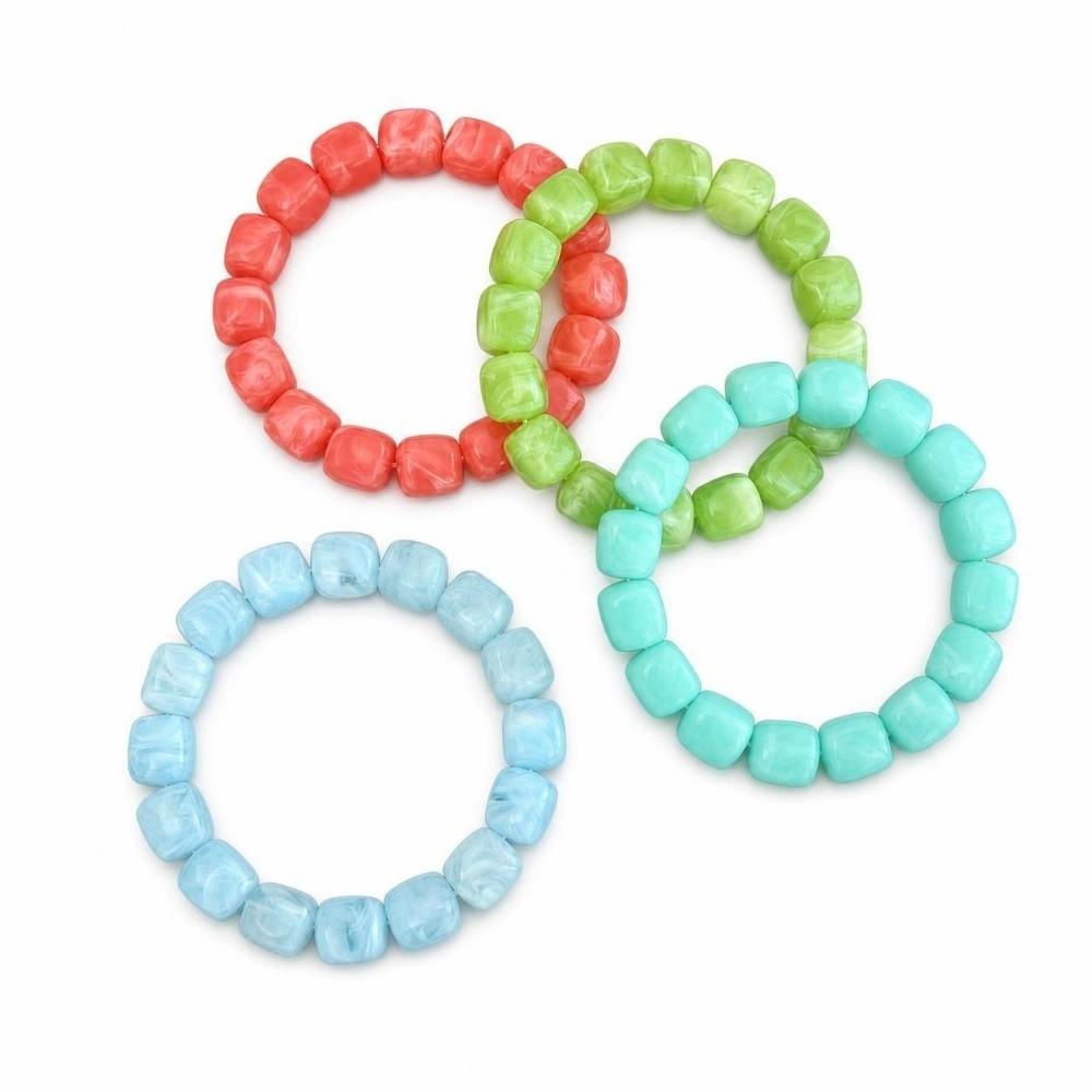 4Pcs Stackable Beads Bracelet Set Multicolor Cuff Bracelet Set New Round Bangles  Women