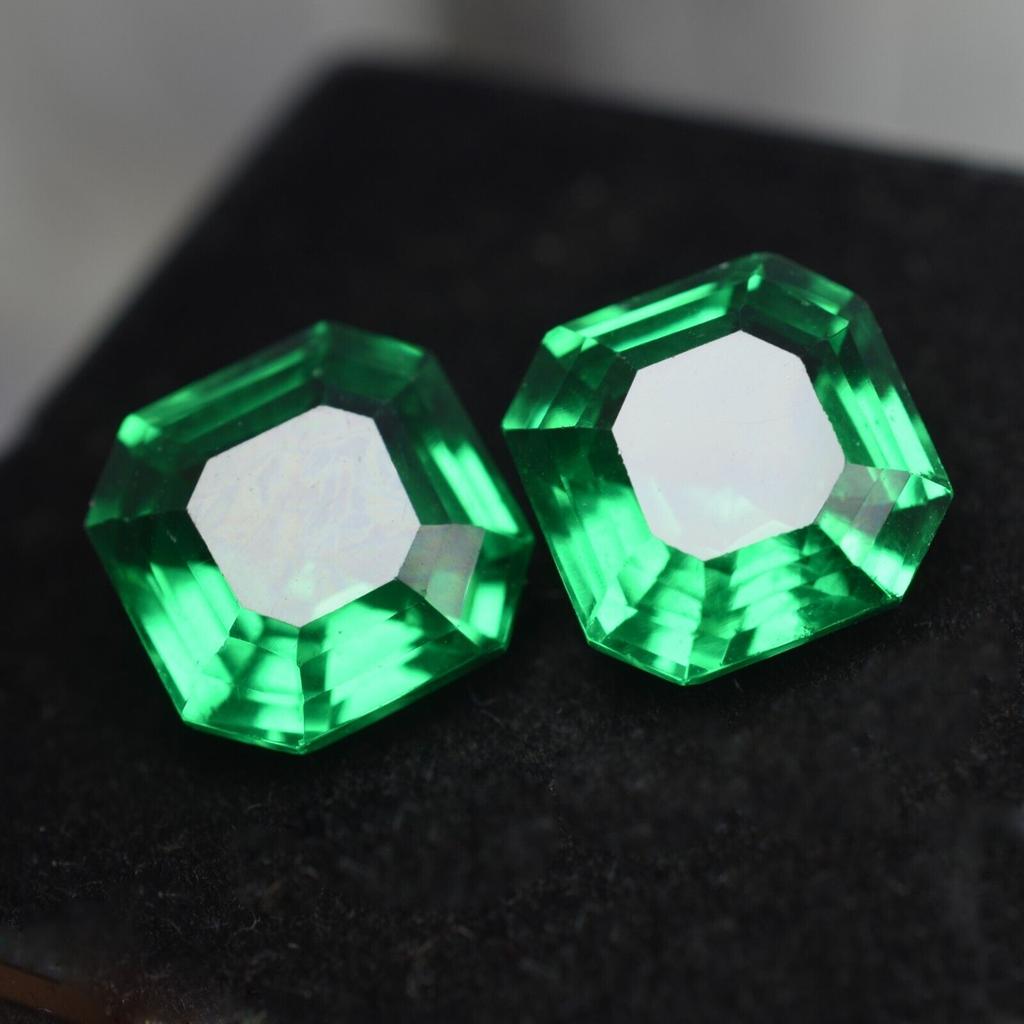 20.40 Ct Natural TSAVORITE GARNET Square Cut GREEN Loose Gemstone Pair CERTIFIED
