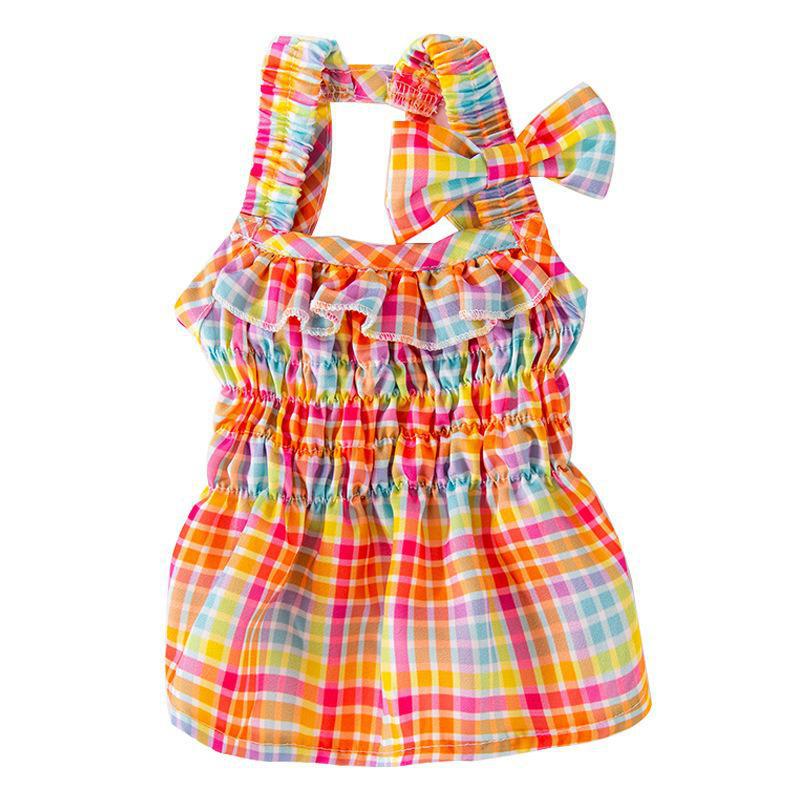 

Korean Summer Plaid Suspender Cat Dress - Princess Style Pet Outfit XL красный
