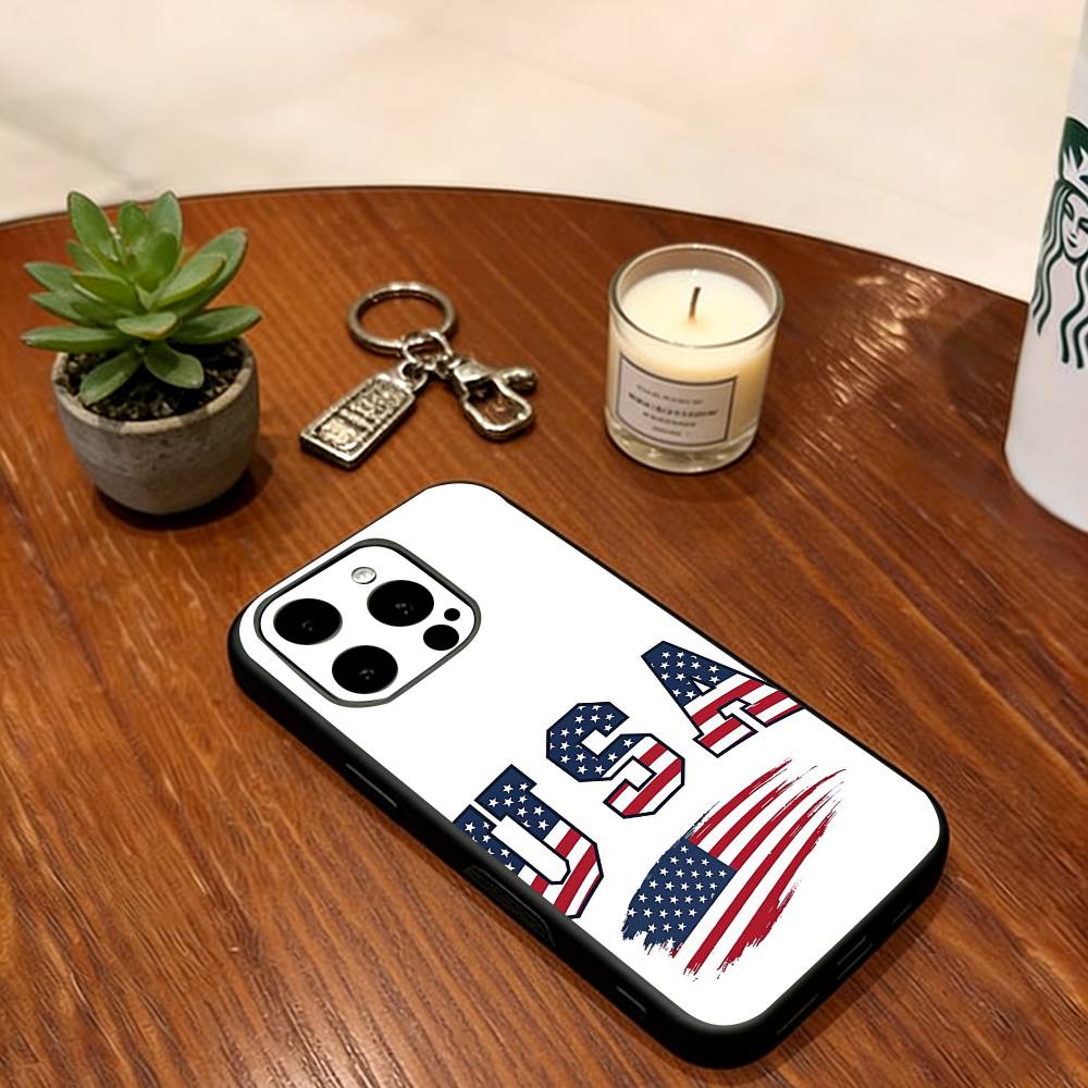 Artistic American Flag Phone Case For iPhone 17, 16,15,14,13,12,11 Plus,Pro Max, Others Soft Black Cover