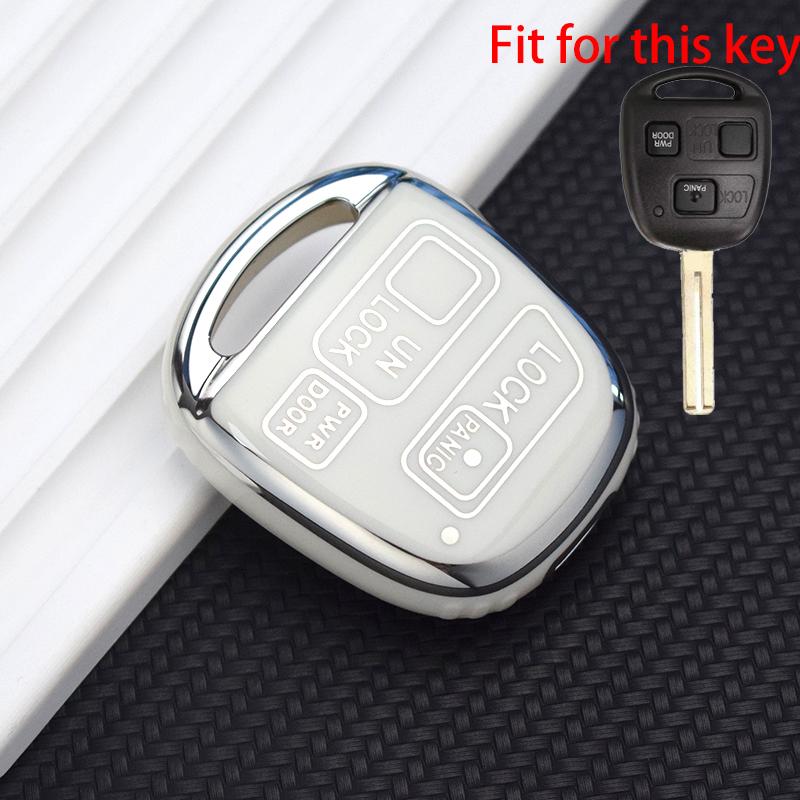 

Новый чехол-брелок из ТПУ для Toyota Avensis Yaris Camry 30 RAV4 Land Cruiser 120 Prado Corolla Land Cruiser для Lexus RX 330 Is200 Silver Edge Key Case белый