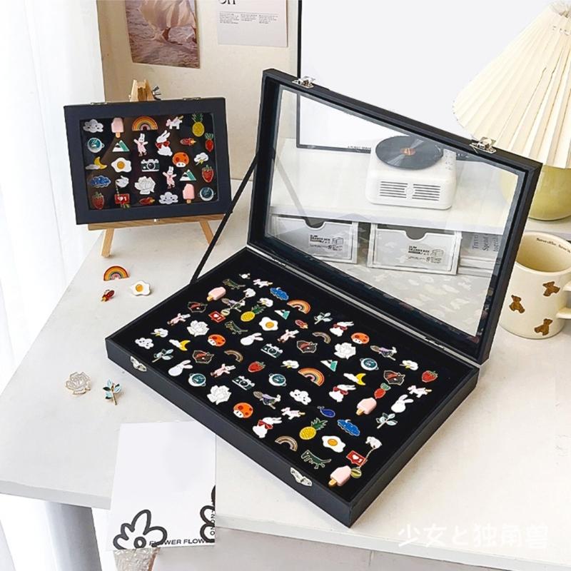 Large Plush Pin Display Case Shadow Box Frame for Wall or Tabletop Portable Medals And Jewelry Organizers