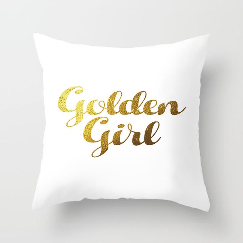 Home Furnishings Simple Golden Sofa Pillow Cover Digitally Printed Car Cushion Cover