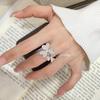 Luxury Double Clover Heart Diamond Adjustable Ring