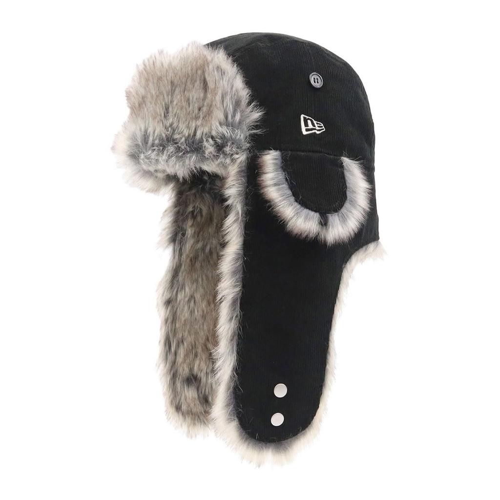 New Era The Trapper Pilot Corduroy with Cold Weather Dog 14667627 Cap, Fur, Protection, Black, Ears, CA, 8-Welt, Corduroy,