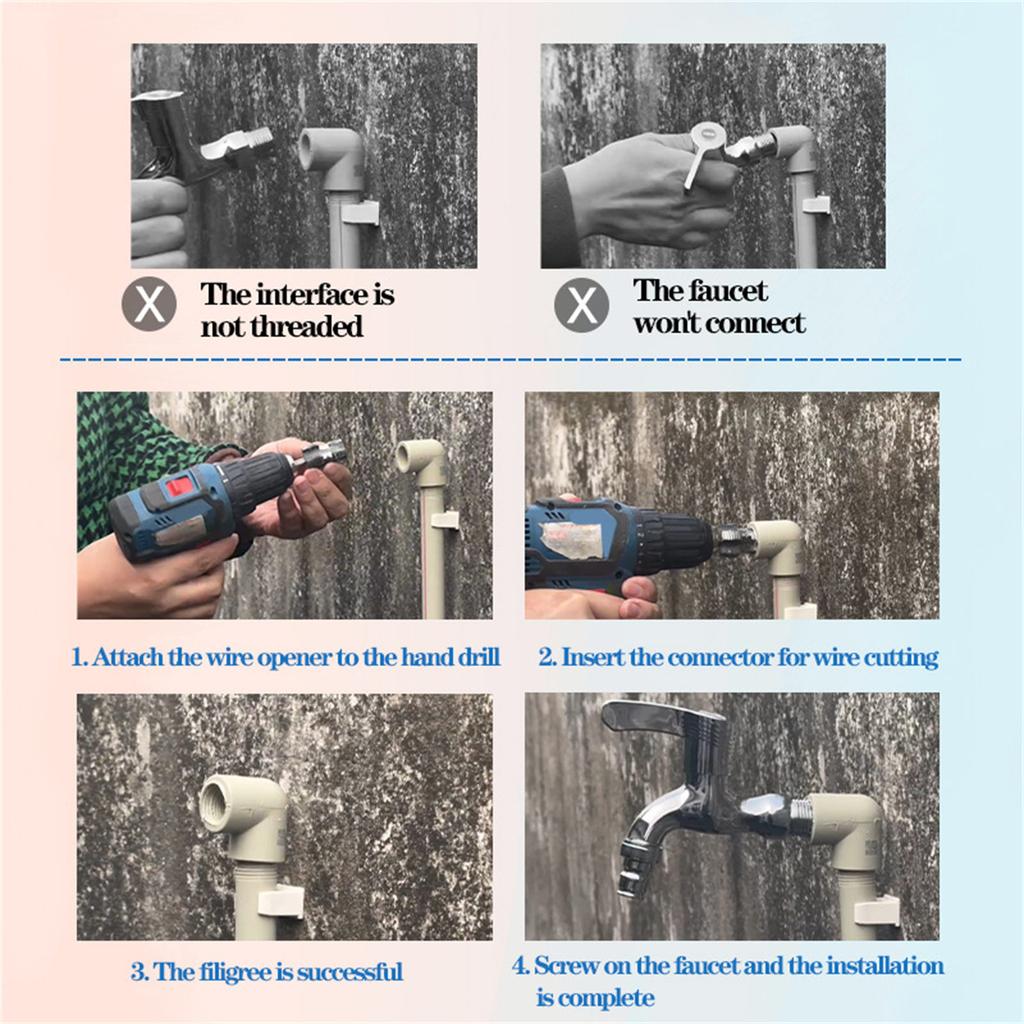 Outil de filetage de tuyaux PVC pour perceuse électrique Ensemble de fileteuse de tuyaux PVC compact Outil de filetage pour une installation de tuyaux efficace