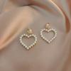 Heart-shaped Pearl Ear Clips
