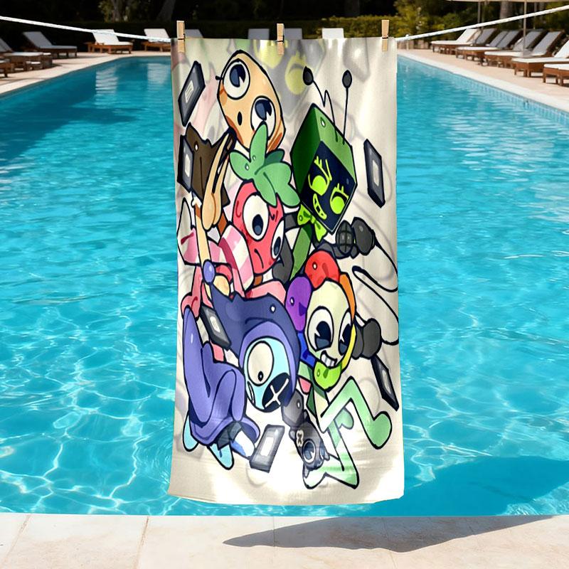 Dandy's World Print Beach Towel Design, Soft, Lightweight. for Home Bathroom, Spa, Pool, Yoga, Surfing, Camping, Gift for Family, Friend