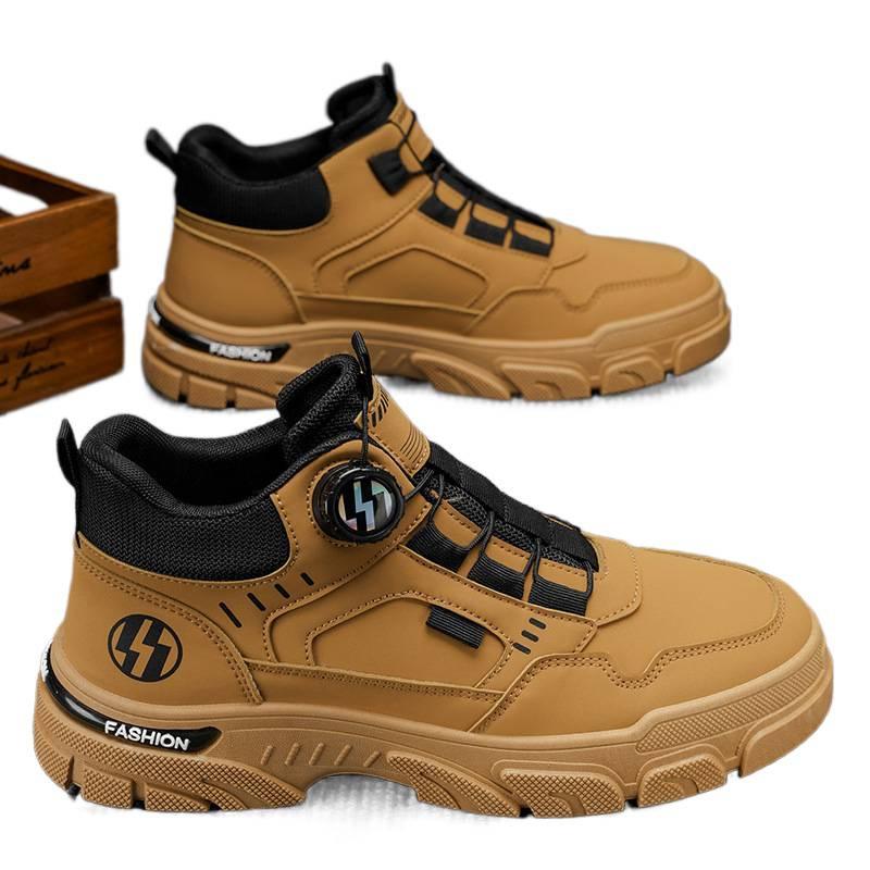 New men's leather autumn high-top wear-resistant Martin men's British casual exercise shoes non-slip